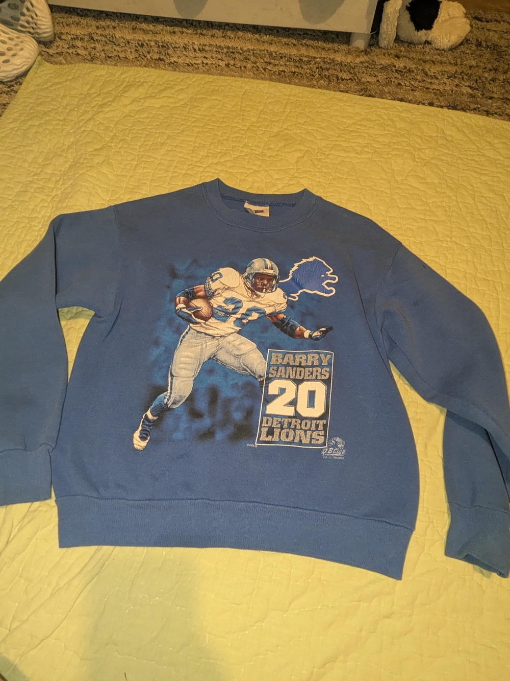 Vintage Detroit Lions Barry Sanders Blue Graphic Sweatshirt